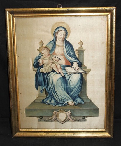 Antico dipinto olio seta - olio,
