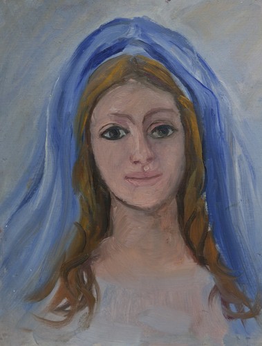 Madonna con velo - , azzurro
